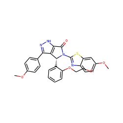 COc1ccc(-c2n[nH]c3c2[C@@H](c2ccccc2OCCO)N(c2nc4ccc(OC)cc4s2)C3=O)cc1 ZINC000096177126