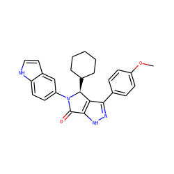 COc1ccc(-c2n[nH]c3c2[C@H](C2CCCCC2)N(c2ccc4[nH]ccc4c2)C3=O)cc1 ZINC000096177063