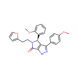 COc1ccc(-c2n[nH]c3c2[C@H](c2ccccc2OC)N(CCc2ccco2)C3=O)cc1 ZINC000096177232