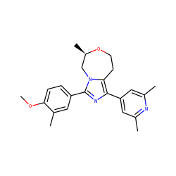 COc1ccc(-c2nc(-c3cc(C)nc(C)c3)c3n2C[C@@H](C)OCC3)cc1C ZINC000221750766