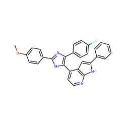 COc1ccc(-c2nc(-c3ccc(F)cc3)c(-c3ccnc4[nH]c(-c5ccccc5)cc34)[nH]2)cc1 ZINC000095579717
