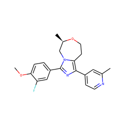 COc1ccc(-c2nc(-c3ccnc(C)c3)c3n2C[C@@H](C)OCC3)cc1F ZINC001772615861