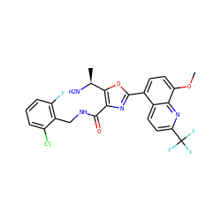 COc1ccc(-c2nc(C(=O)NCc3c(F)cccc3Cl)c([C@H](C)N)o2)c2ccc(C(F)(F)F)nc12 ZINC000084615116