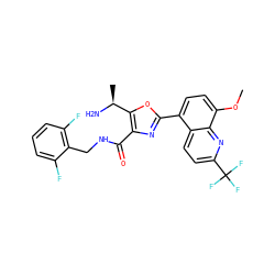 COc1ccc(-c2nc(C(=O)NCc3c(F)cccc3F)c([C@H](C)N)o2)c2ccc(C(F)(F)F)nc12 ZINC000084603286