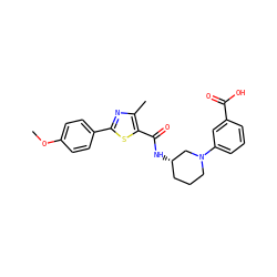 COc1ccc(-c2nc(C)c(C(=O)N[C@H]3CCCN(c4cccc(C(=O)O)c4)C3)s2)cc1 ZINC000073222260