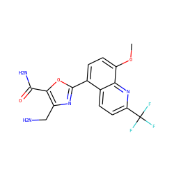 COc1ccc(-c2nc(CN)c(C(N)=O)o2)c2ccc(C(F)(F)F)nc12 ZINC000028950203