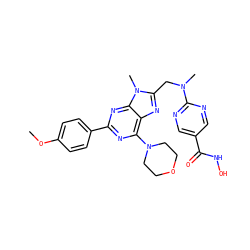 COc1ccc(-c2nc(N3CCOCC3)c3nc(CN(C)c4ncc(C(=O)NO)cn4)n(C)c3n2)cc1 ZINC000653817197