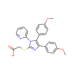 COc1ccc(-c2nc(SCC(=O)O)n(-c3ccccn3)c2-c2ccc(OC)cc2)cc1 ZINC000001565424