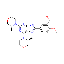 COc1ccc(-c2nc3c(N4CCOC[C@@H]4C)nc(N4CCOC[C@@H]4C)nc3[nH]2)cc1CO ZINC000143967816