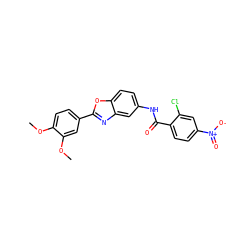COc1ccc(-c2nc3cc(NC(=O)c4ccc([N+](=O)[O-])cc4Cl)ccc3o2)cc1OC ZINC000001216853