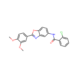 COc1ccc(-c2nc3cc(NC(=O)c4ccccc4Cl)ccc3o2)cc1OC ZINC000005105786