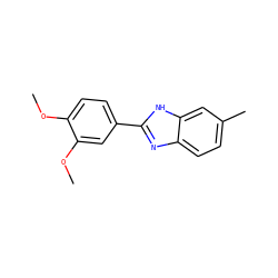 COc1ccc(-c2nc3ccc(C)cc3[nH]2)cc1OC ZINC000005818447