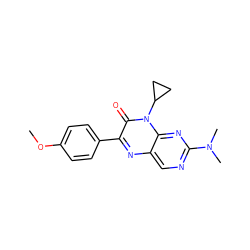 COc1ccc(-c2nc3cnc(N(C)C)nc3n(C3CC3)c2=O)cc1 ZINC000004238764