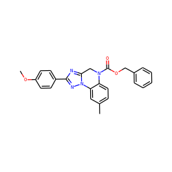 COc1ccc(-c2nc3n(n2)-c2cc(C)ccc2N(C(=O)OCc2ccccc2)C3)cc1 ZINC000299824881