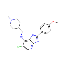 COc1ccc(-c2nc3ncc(Cl)c(NCC4CCN(C)CC4)c3[nH]2)cc1 ZINC000653781764