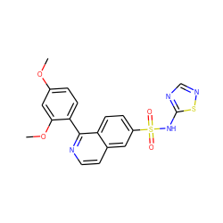 COc1ccc(-c2nccc3cc(S(=O)(=O)Nc4ncns4)ccc23)c(OC)c1 ZINC000206142888
