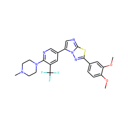 COc1ccc(-c2nn3c(-c4cnc(N5CCN(C)CC5)c(C(F)(F)F)c4)cnc3s2)cc1OC ZINC000114041138