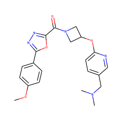 COc1ccc(-c2nnc(C(=O)N3CC(Oc4ccc(CN(C)C)cn4)C3)o2)cc1 ZINC000653736135