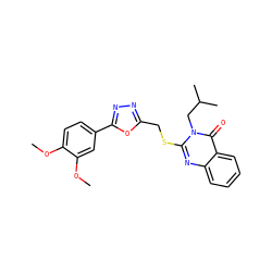 COc1ccc(-c2nnc(CSc3nc4ccccc4c(=O)n3CC(C)C)o2)cc1OC ZINC000001329081