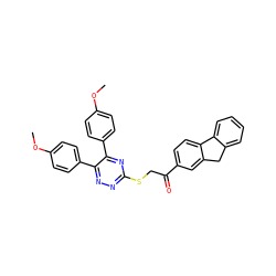COc1ccc(-c2nnc(SCC(=O)c3ccc4c(c3)Cc3ccccc3-4)nc2-c2ccc(OC)cc2)cc1 ZINC000008416536