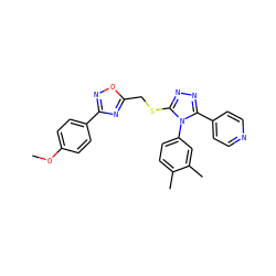 COc1ccc(-c2noc(CSc3nnc(-c4ccncc4)n3-c3ccc(C)c(C)c3)n2)cc1 ZINC000008612127