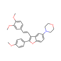 COc1ccc(-c2oc3ccc(N4CCOCC4)cc3c2/C=C/c2ccc(OC)c(OC)c2)cc1 ZINC000015933826