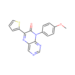 COc1ccc(-n2c(=O)c(-c3cccs3)nc3cncnc32)cc1 ZINC000004238700