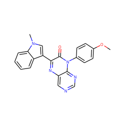 COc1ccc(-n2c(=O)c(-c3cn(C)c4ccccc34)nc3cncnc32)cc1 ZINC000004238335