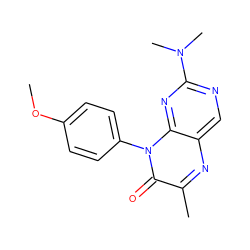 COc1ccc(-n2c(=O)c(C)nc3cnc(N(C)C)nc32)cc1 ZINC000004238255