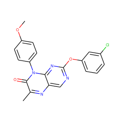 COc1ccc(-n2c(=O)c(C)nc3cnc(Oc4cccc(Cl)c4)nc32)cc1 ZINC000004238332