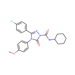 COc1ccc(-n2c(-c3ccc(Cl)cc3)nn(C(=O)NC3CCCCC3)c2=O)cc1 ZINC000103262284