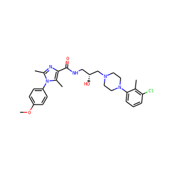 COc1ccc(-n2c(C)nc(C(=O)NC[C@@H](O)CN3CCN(c4cccc(Cl)c4C)CC3)c2C)cc1 ZINC000072106703