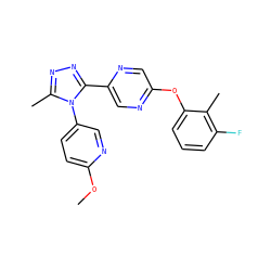 COc1ccc(-n2c(C)nnc2-c2cnc(Oc3cccc(F)c3C)cn2)cn1 ZINC000043018068