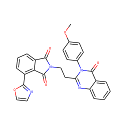 COc1ccc(-n2c(CCN3C(=O)c4cccc(-c5ncco5)c4C3=O)nc3ccccc3c2=O)cc1 ZINC000113770706