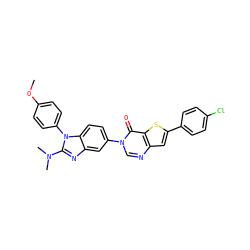 COc1ccc(-n2c(N(C)C)nc3cc(-n4cnc5cc(-c6ccc(Cl)cc6)sc5c4=O)ccc32)cc1 ZINC000043532319