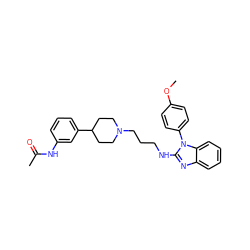 COc1ccc(-n2c(NCCCN3CCC(c4cccc(NC(C)=O)c4)CC3)nc3ccccc32)cc1 ZINC000058583594