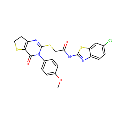 COc1ccc(-n2c(SCC(=O)Nc3nc4ccc(Cl)cc4s3)nc3c(c2=O)SCC3)cc1 ZINC000095585340