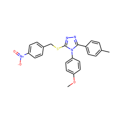 COc1ccc(-n2c(SCc3ccc([N+](=O)[O-])cc3)nnc2-c2ccc(C)cc2)cc1 ZINC000008684630