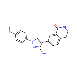COc1ccc(-n2cc(-c3ccc4c(c3)C(=O)NCC4)c(N)n2)cc1 ZINC000045393488