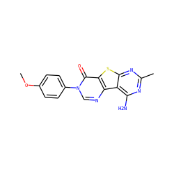 COc1ccc(-n2cnc3c(sc4nc(C)nc(N)c43)c2=O)cc1 ZINC000049069980