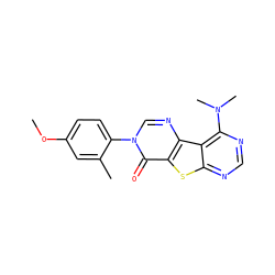 COc1ccc(-n2cnc3c(sc4ncnc(N(C)C)c43)c2=O)c(C)c1 ZINC000095562883