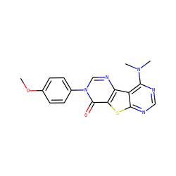 COc1ccc(-n2cnc3c(sc4ncnc(N(C)C)c43)c2=O)cc1 ZINC000095560337