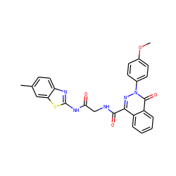 COc1ccc(-n2nc(C(=O)NCC(=O)Nc3nc4ccc(C)cc4s3)c3ccccc3c2=O)cc1 ZINC000095580792