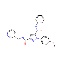 COc1ccc(-n2nc(C(=O)NCc3cccnc3)cc2C(=O)Nc2ccccc2)cc1 ZINC000013491665