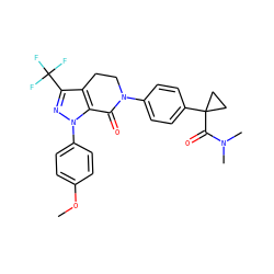 COc1ccc(-n2nc(C(F)(F)F)c3c2C(=O)N(c2ccc(C4(C(=O)N(C)C)CC4)cc2)CC3)cc1 ZINC000040845590