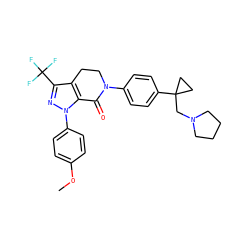 COc1ccc(-n2nc(C(F)(F)F)c3c2C(=O)N(c2ccc(C4(CN5CCCC5)CC4)cc2)CC3)cc1 ZINC000024980026