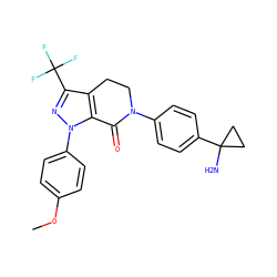 COc1ccc(-n2nc(C(F)(F)F)c3c2C(=O)N(c2ccc(C4(N)CC4)cc2)CC3)cc1 ZINC000040865519