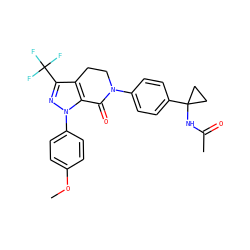 COc1ccc(-n2nc(C(F)(F)F)c3c2C(=O)N(c2ccc(C4(NC(C)=O)CC4)cc2)CC3)cc1 ZINC000040392950