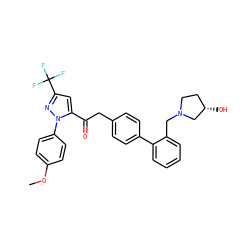 COc1ccc(-n2nc(C(F)(F)F)cc2C(=O)Cc2ccc(-c3ccccc3CN3CC[C@H](O)C3)cc2)cc1 ZINC000029037704