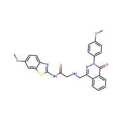 COc1ccc(-n2nc(CNCC(=O)Nc3nc4ccc(OC)cc4s3)c3ccccc3c2=O)cc1 ZINC001772597593